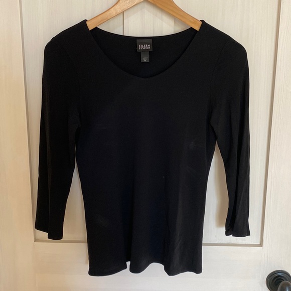 Eileen Fisher Tops - Beautifully comfortable black 100% silk jersey top.